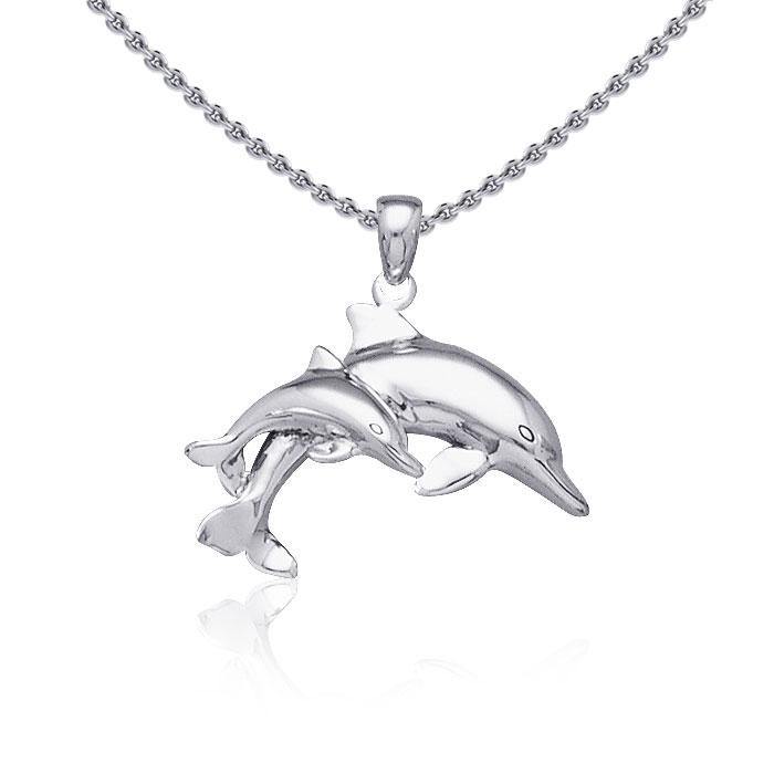 Mother and Baby Dolphin Silver Pendant TP2701 - Jewelry