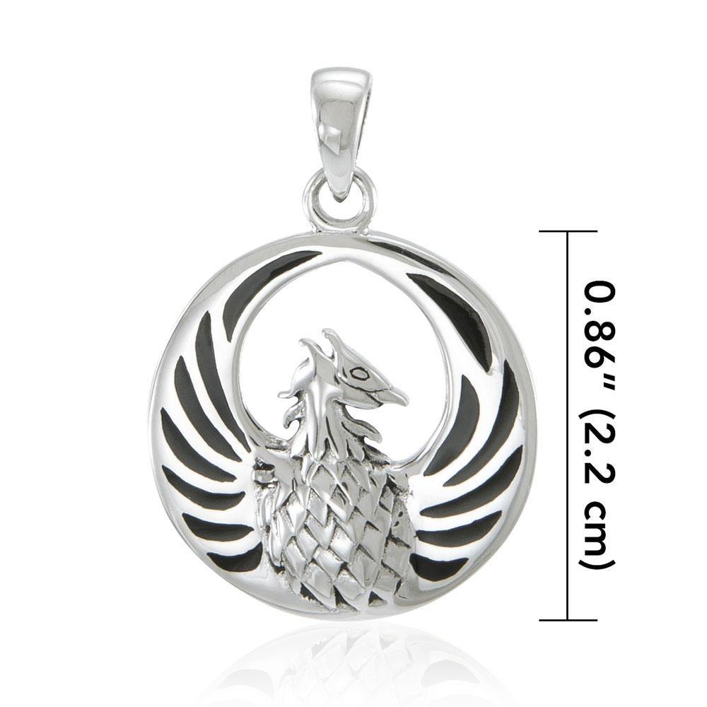 Silver Phoenix Pendant with Inlay Stone TP2819 - Jewelry