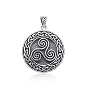 Large Celtic Knot Sterling Silver Triskelion Pendant TP304