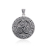 Large Celtic Knot Sterling Silver Triskelion Pendant TP304