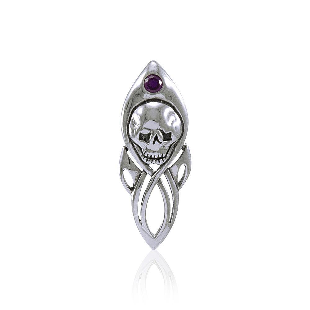 Skull Silver Pendant with Gemstone TP3074 - Jewelry