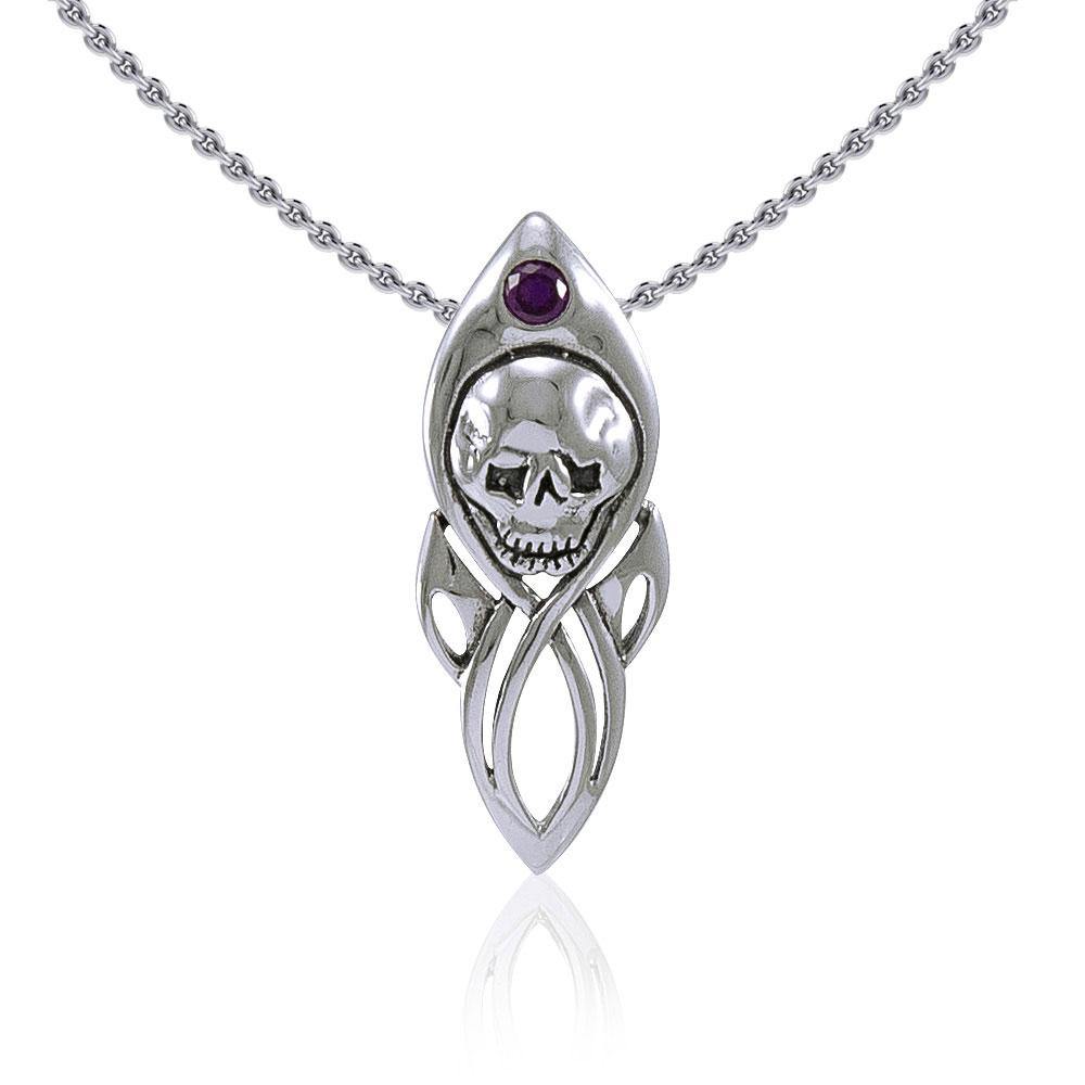 Skull Silver Pendant with Gemstone TP3074 - Jewelry