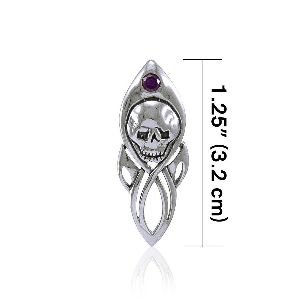 Skull Silver Pendant with Gemstone TP3074 - Jewelry