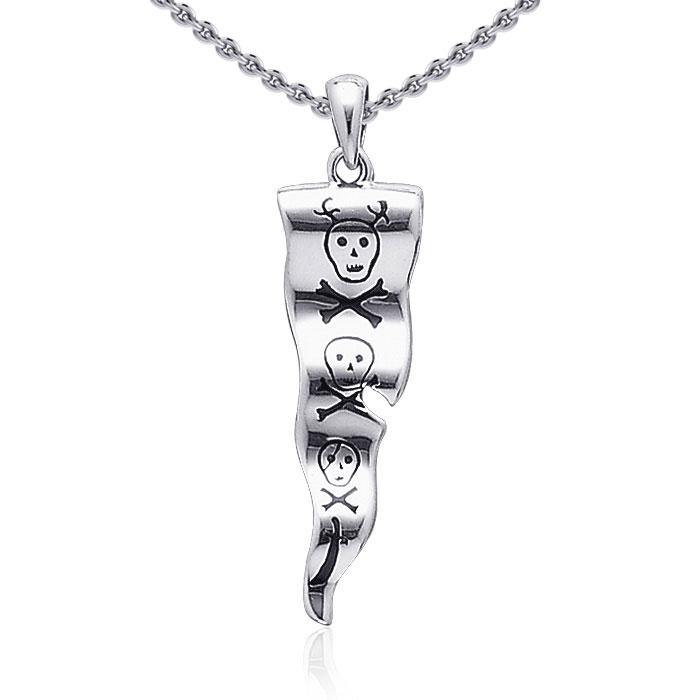 Francis Drake Flag of Pirate ~ Sterling Silver Jewelry Pendant TP3085 - Jewelry