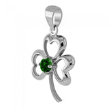 Finest beauty ~ Sterling Silver Jewelry Shamrock Pendant with Center Gemstone TP3105