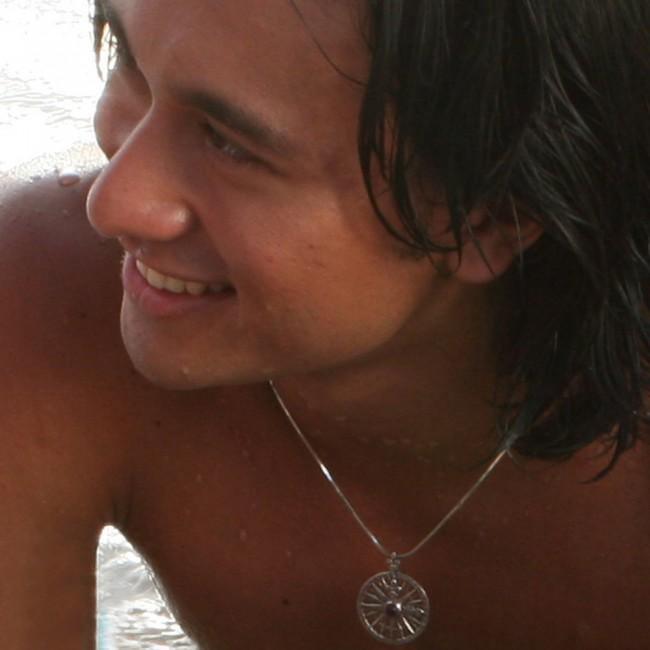 Compass Rose Silver Pendant With Gemstone TP3152 - Jewelry