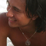 Compass Rose Silver with 14K Yellow Gold and Pink Gold Accent Pendant With Gemstone OTP3152 - Jewelry