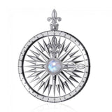 Compass Rose Silver Pendant With Gemstone TP3152 - Jewelry