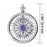 Compass Rose Silver Pendant With Gemstone TP3152 - Jewelry