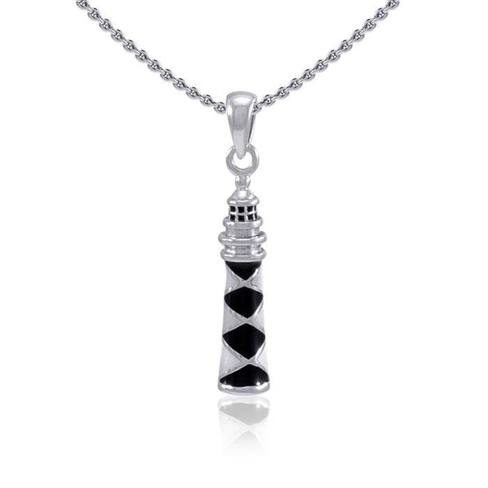Cape Lookout Lighthouse Silver Pendant TP3168 - Jewelry