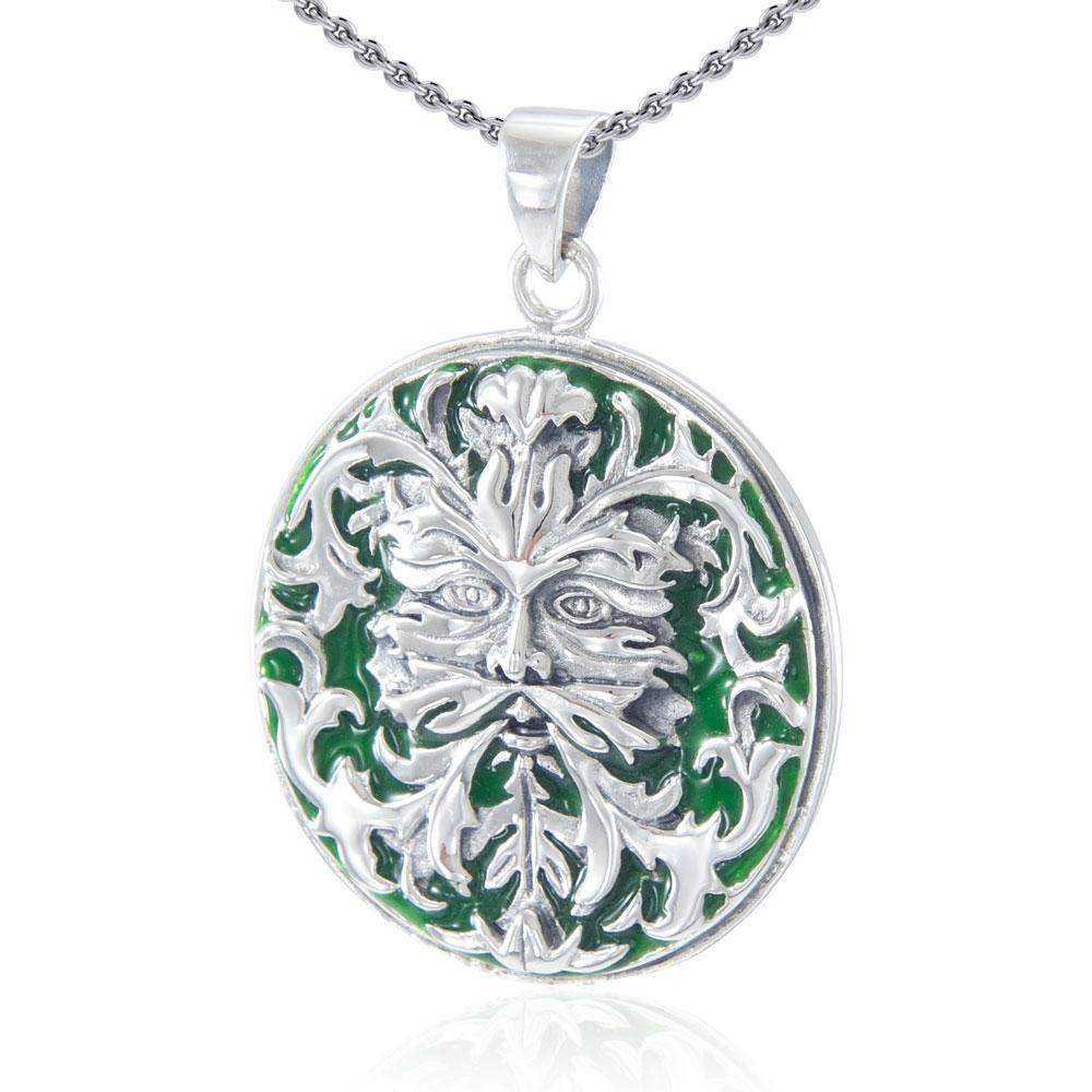Silver Green Man Pendant by Oberon Zell TP3201 - Jewelry