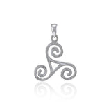 Celtic Trinity Triple Spiral Silver Pendant TP332