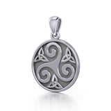 Celtic Triple Spiral Trinity/Triquetra Silver Pendant TP345