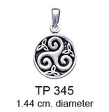 Celtic Triple Spiral Trinity/Triquetra Silver Pendant TP345