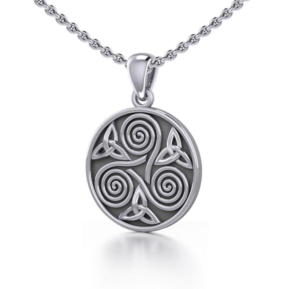 Celtic Three Single Spirals Triquetra Silver Pendant TP346 - Jewelry
