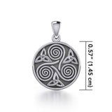 Celtic Three Single Spirals Triquetra Silver Pendant TP346 - Jewelry