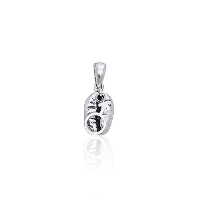 Male Symbol on Coffee Bean Silver Pendant TP396 - Jewelry