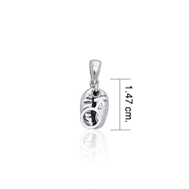 Male Symbol on Coffee Bean Silver Pendant TP396 - Jewelry