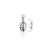 Letter F on Coffee Bean Silver Pendant TP413 - Jewelry