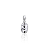 Number Two on Coffee Bean Silver Pendant TP416 - Jewelry