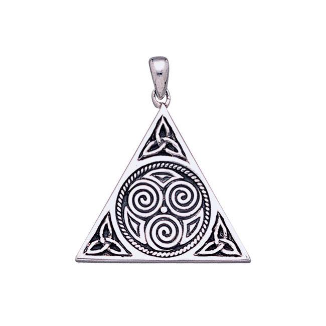 Celtic Triskele Silver Pyramid Pendant TP441 - Jewelry