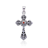 Celtic Cross Silver Pendant with Gemstone TP638 - Jewelry
