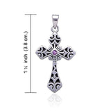 Celtic Cross Silver Pendant with Gemstone TP638 - Jewelry
