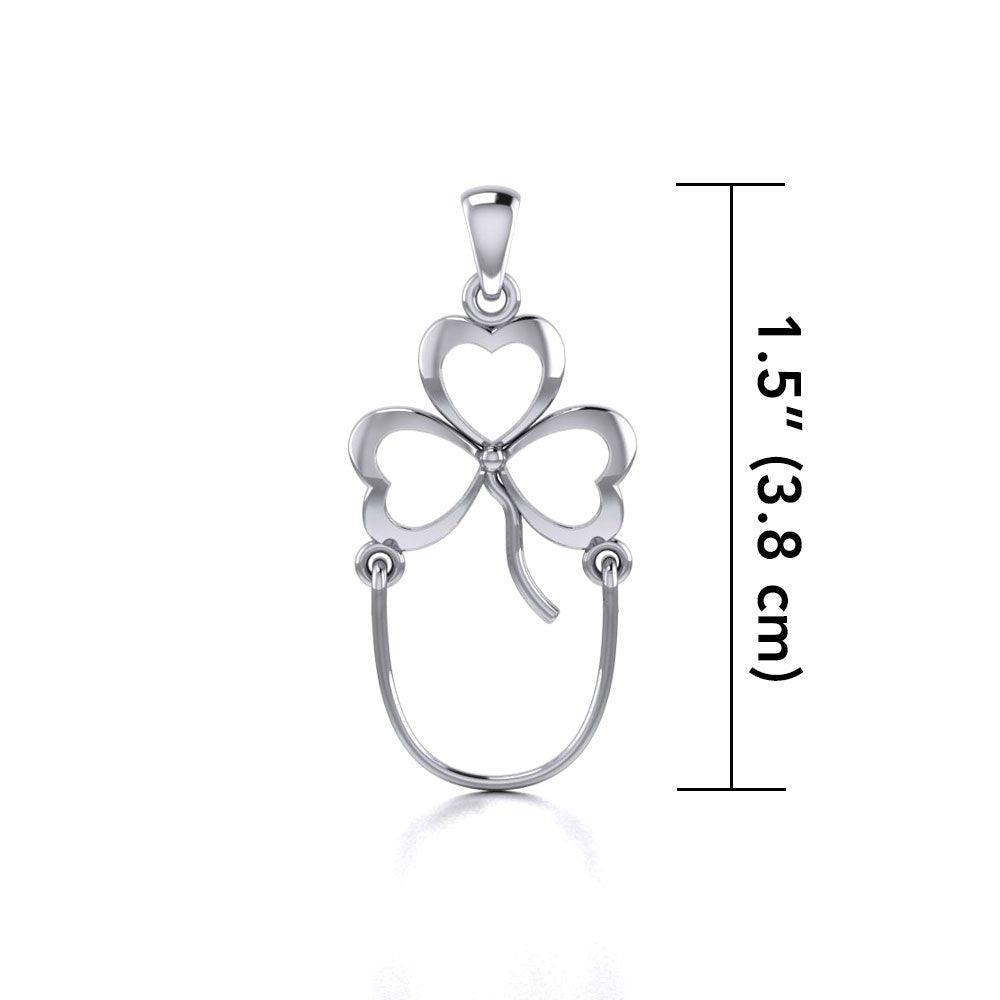Shamrock Silver Charm Holder Pendant TP947 - Jewelry