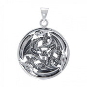 Triple Dragon Sterling Silver Pendant TP965