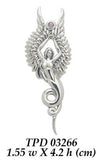 Captured by the Grace of the Angel Phoenix ~ Sterling Silver Jewelry Pendant with Gemstone TPD3266