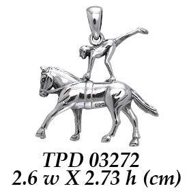 Equestrian Vaulting Silver Pendant TPD3272 - Jewelry