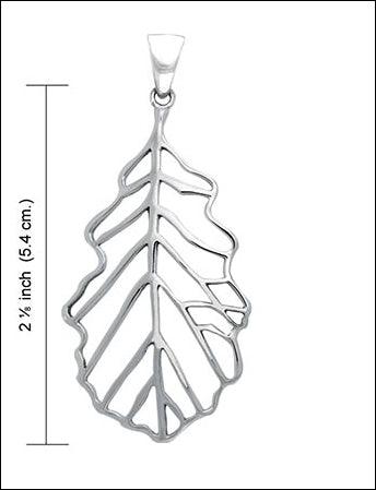 Oak Leaf Outline Silver Pendant TPD4096 - Jewelry