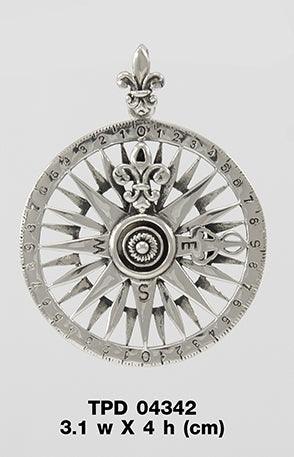 Celtic tradition in Fleur-de-Lis Sterling Silver Rose Compass Jewelry Pendant TPD4342 - Jewelry