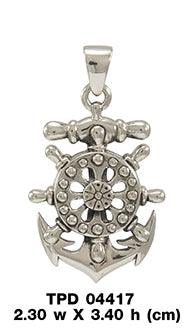 Anchor with Wheel Silver Pendant TPD4417 - Jewelry