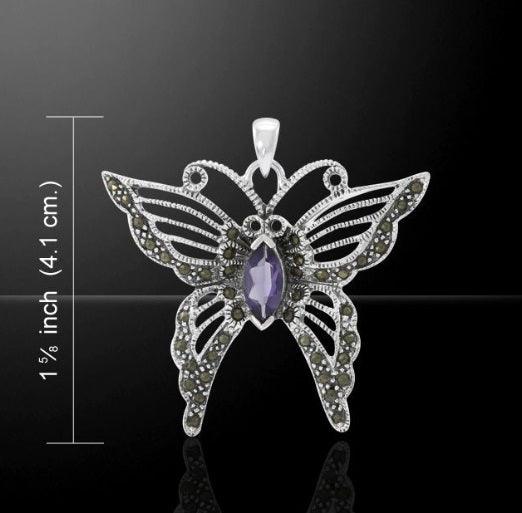 Butterfly Gemstone Marcasite Pendant TPD4770 - Jewelry
