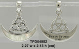 Celtic Triquetra with inlaid Crescent Moon Sterling Silver Pendant TPD4952 - Jewelry