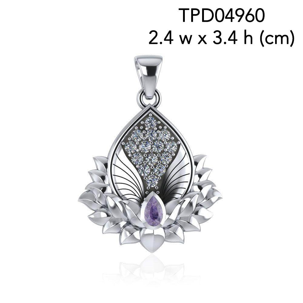 Angel Wings and Lotus with Gemstone Pendant TPD4960 - Jewelry