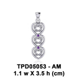 Celtic Knotwork Heart Sterling Silver Pendant with Gemstone TPD5053 - Jewelry