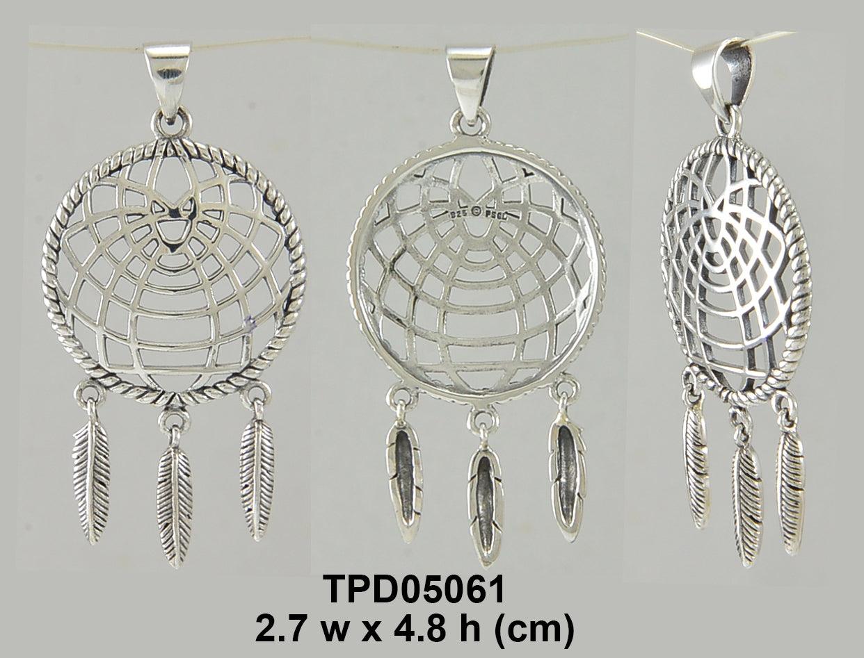 Follow you through your dreams ~ Sterling Silver Jewelry Dreamcatcher Pendant TPD5061 - Jewelry