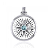 Lift up your head and be guided ~ Celtic Knotwork Compass Rose Sterling Silver Pendant with Gemstone TPD075 - Jewelry