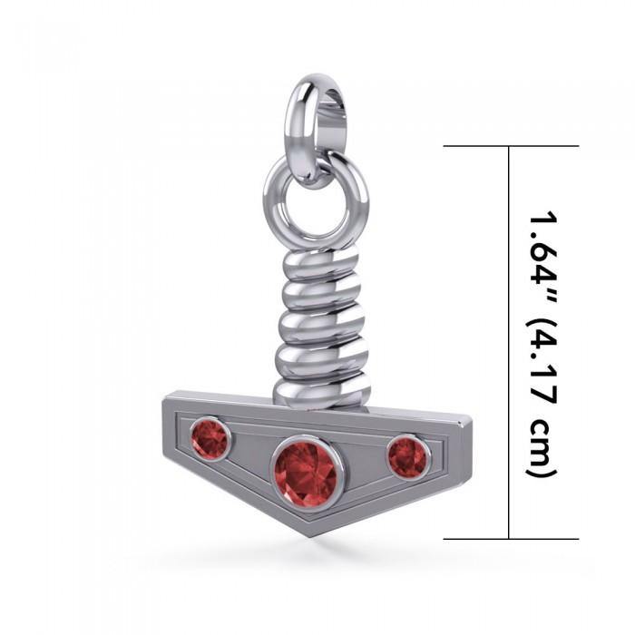 Thor's Hammer with Gems Silver Pendant TPD1117 - Jewelry