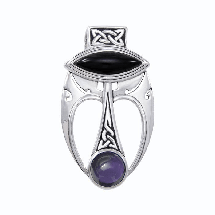 An elegant fusion of art ~ Sterling Silver Celtic Maori Pendant with Gemstone Centerpiece TPD1213 - Jewelry