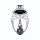 An elegant fusion of art ~ Sterling Silver Celtic Maori Pendant with Gemstone Centerpiece TPD1213 - Jewelry