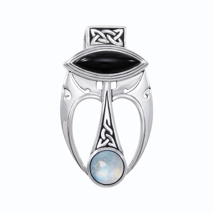 An elegant fusion of art ~ Sterling Silver Celtic Maori Pendant with Gemstone Centerpiece TPD1213 - Jewelry