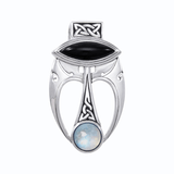 An elegant fusion of art ~ Sterling Silver Celtic Maori Pendant with Gemstone Centerpiece TPD1213 - Jewelry