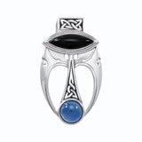An elegant fusion of art ~ Sterling Silver Celtic Maori Pendant with Gemstone Centerpiece TPD1213 - Jewelry