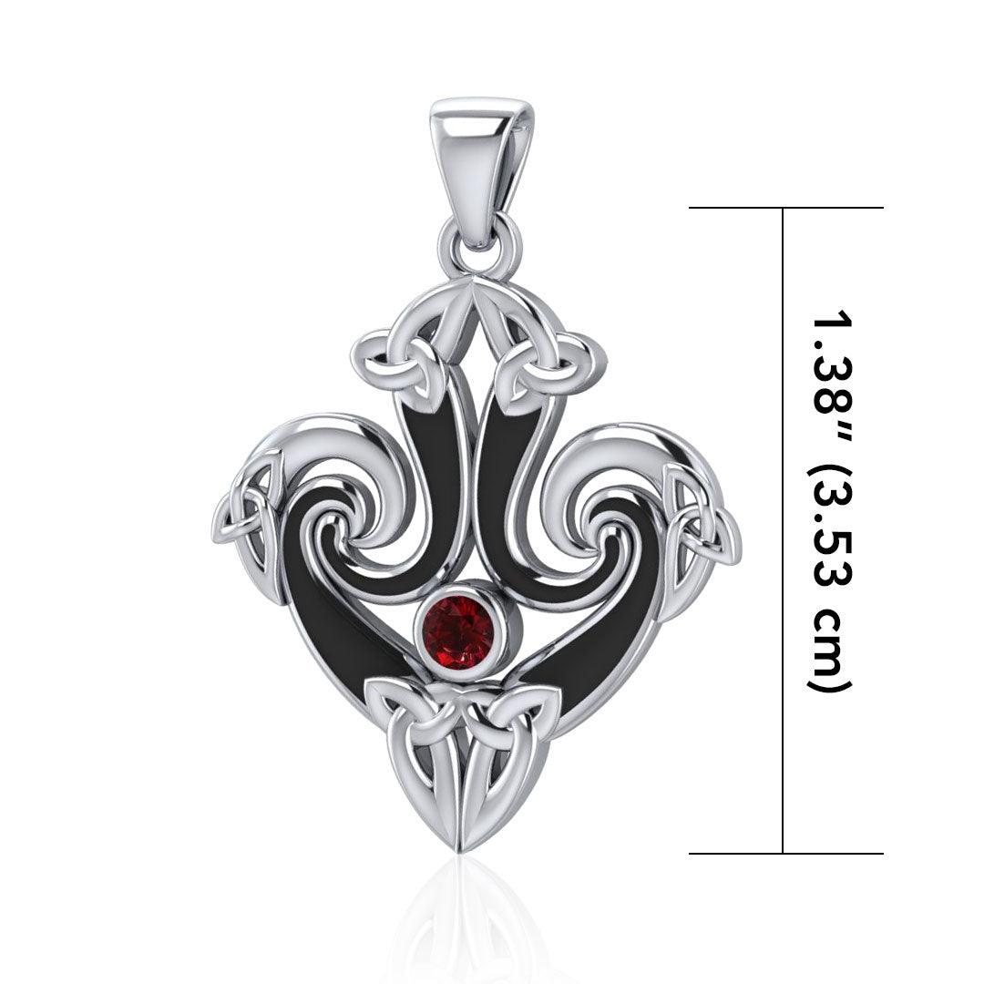 Silver Mondern Celtic Triquetra Pendant with Gemstones and Enamel TPD1271 - Jewelry