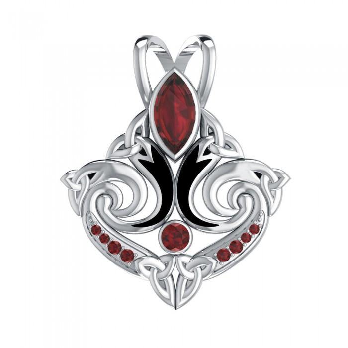 Look beyond your lifes endless journey Silver Triquetra Pendant with Gemstone TPD1273 - Jewelry