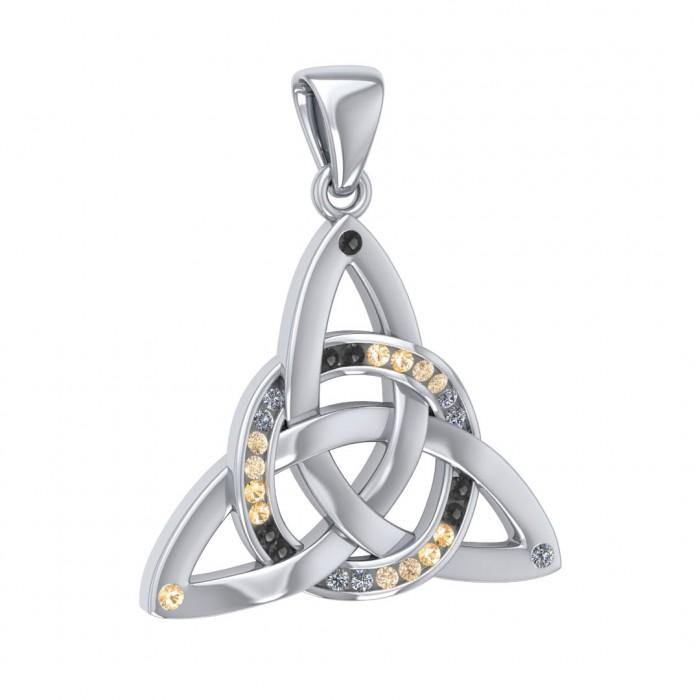 Celtic Knotwork Trinity Silver Pendant and Gemstones TPD1810 - Jewelry