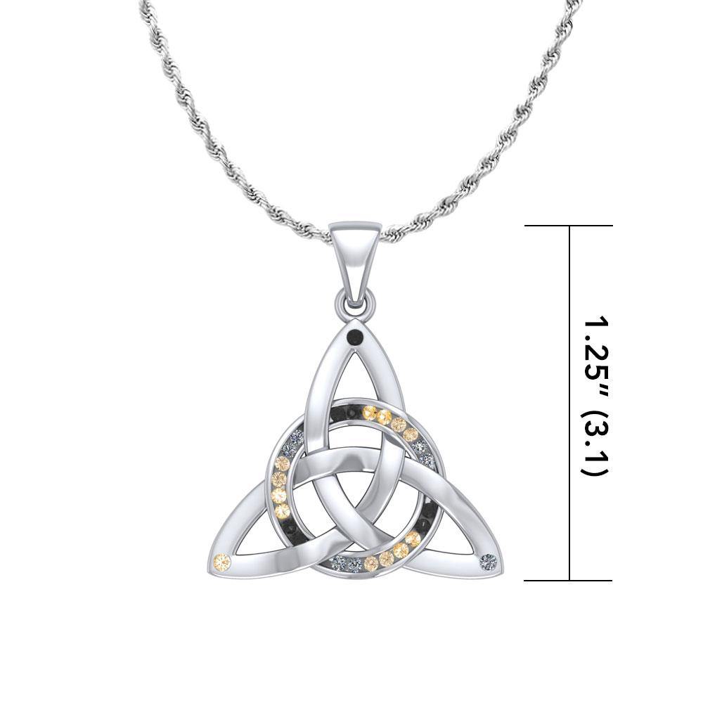 Celtic Knotwork Trinity Silver Pendant and Gemstones TPD1810 - Jewelry